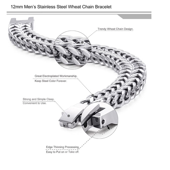 Stainless Steel 12MM Two-Strand Chain Bracelet - Picture 6 of 6